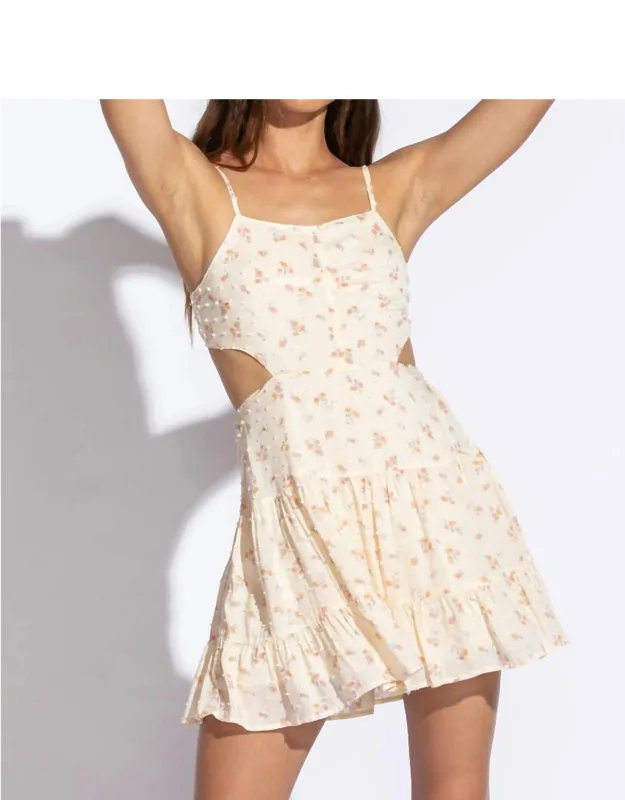 Swiss Dot Floral Cutout Dress