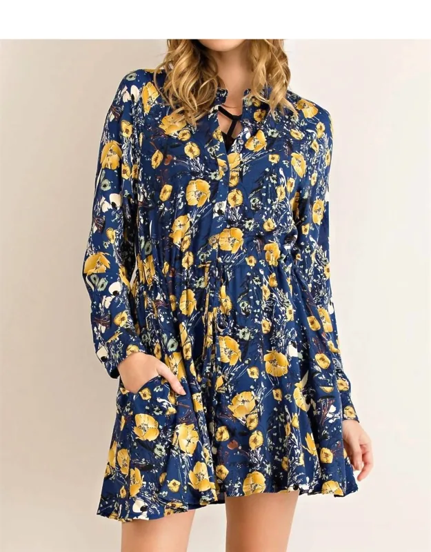 Floral Print Button Down Mini Dress
