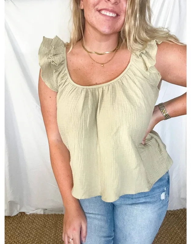 Ruffled Shoulder Top