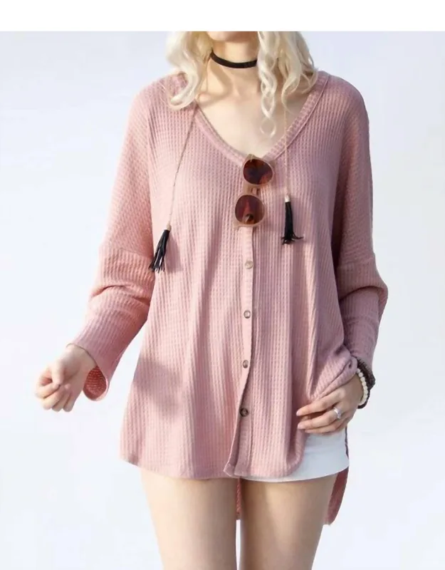 Waffle Knit Long Sleeve Top