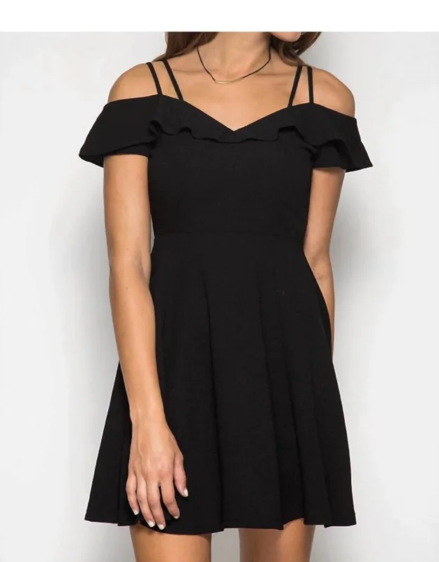Ruffle Sleeve Double Strap Flare Dress