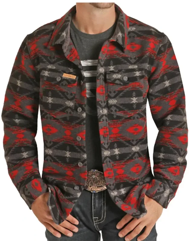 Wool Aztec Jacquard Shirt Jacket