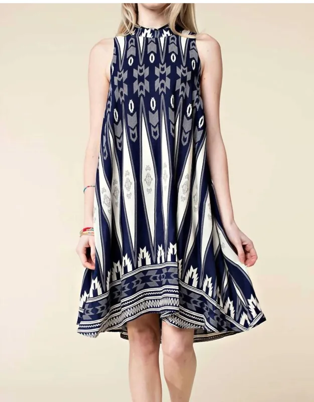 High Neck Swing Mini Dress