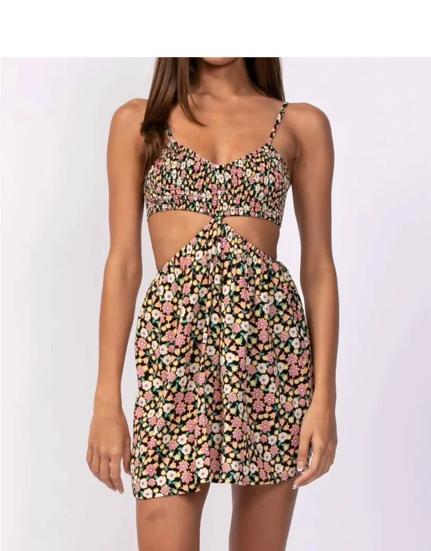 Smocked Top Ribcage Cutout Dress
