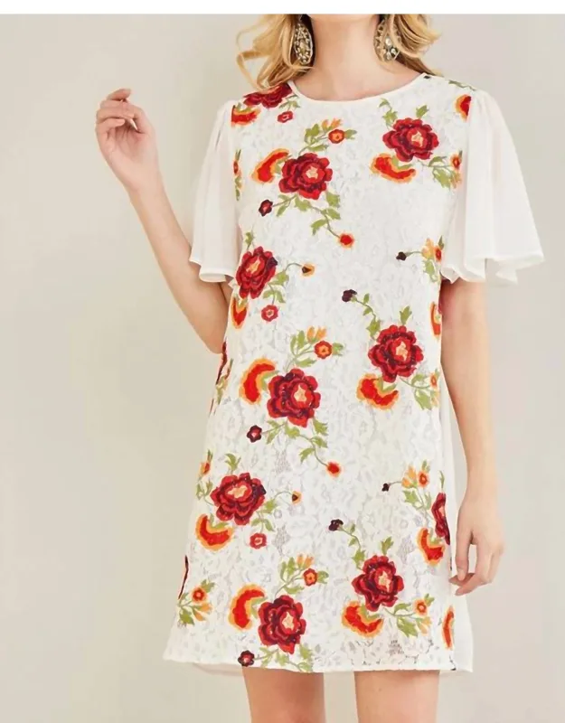 Lace & Floral Shift Dress
