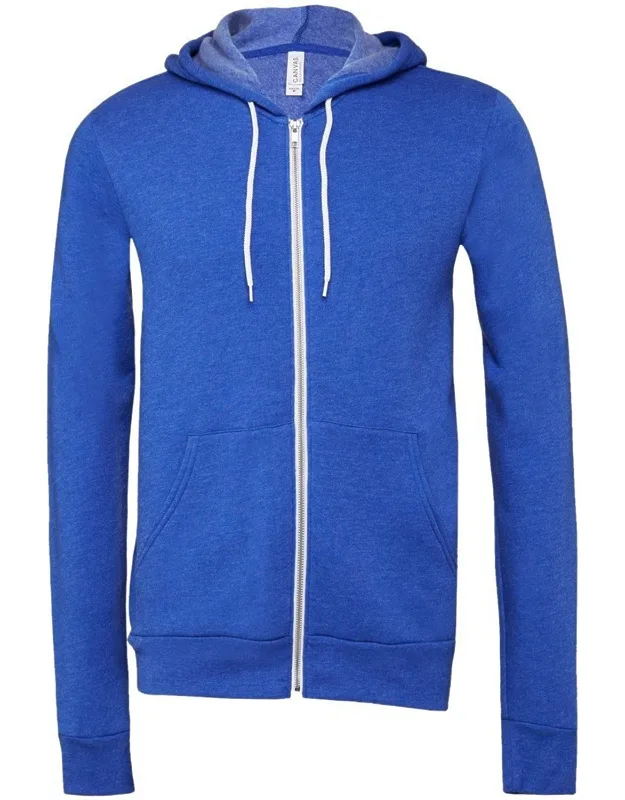 Sponge Fleece Full-zip Hoodie With Ribbed Cuffs And Split-pouch Pocket