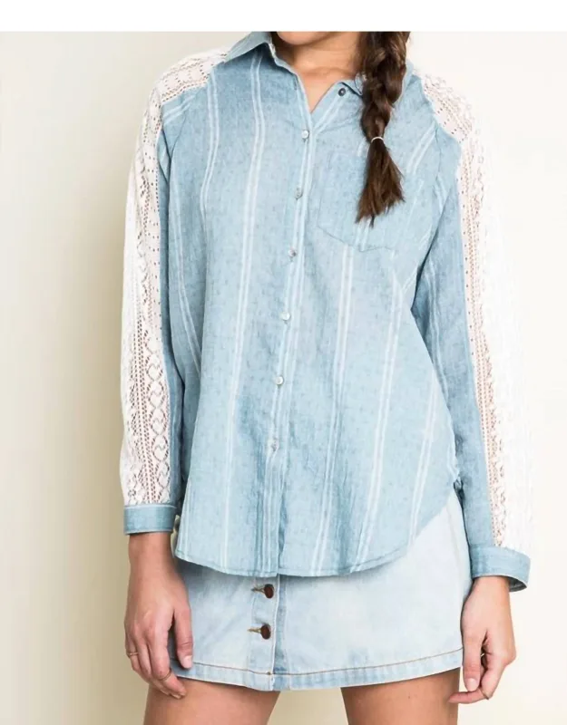 Chambray & Lace Blouse