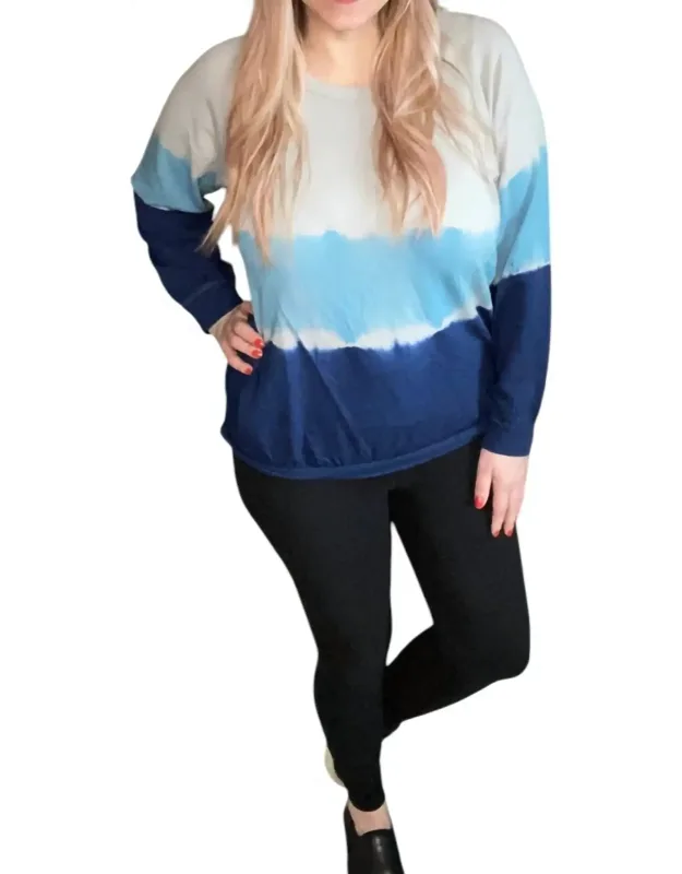 _dye Terry Long Sleeve Top In Horizon, Cozy Pullover, Ombre Tie-dye Pattern_