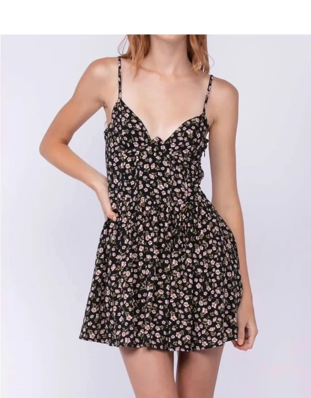 Floral Plunge Detail Bustier Dress