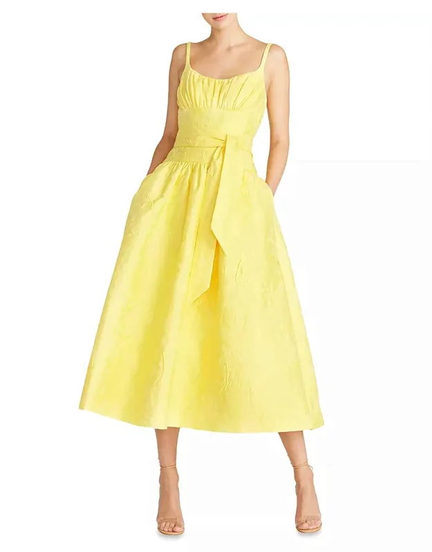 Daffodil Jacquard Fit And Flare Midi Dress