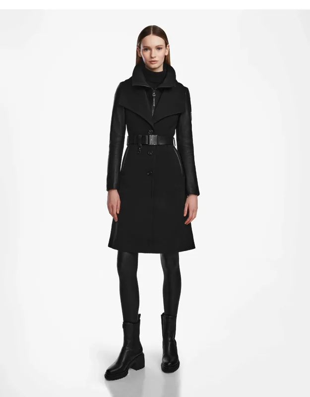 Celeste Coat With Leather Sleeves