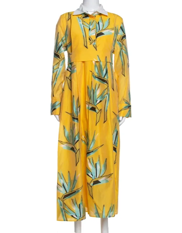 Silk Jacquard Birds Of Paradise Flower Dress