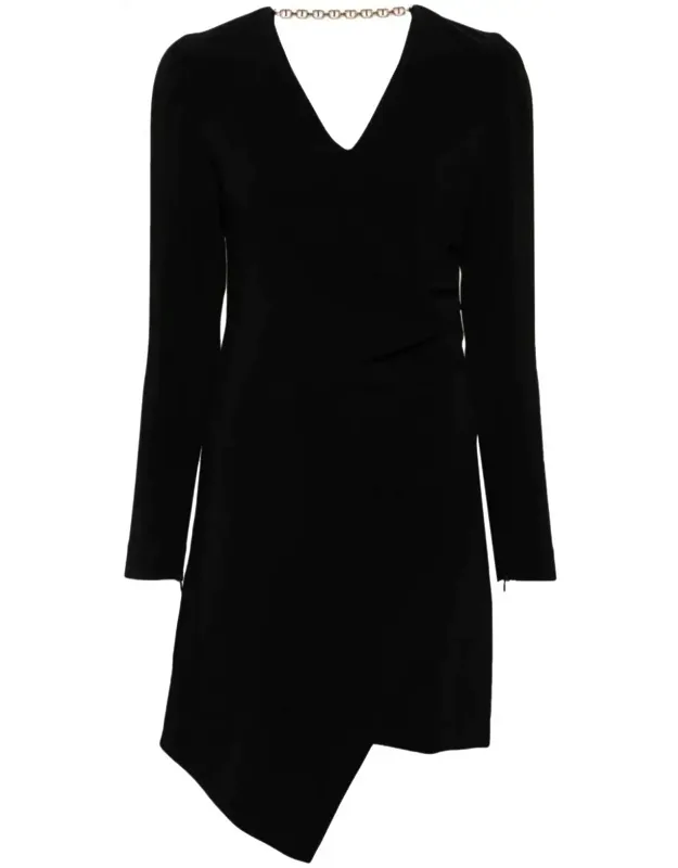 Dress Crepe Texture Chain Detail
