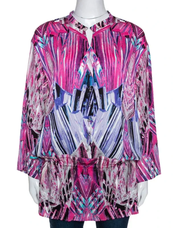 Printed Stretch Silk Tunic Top