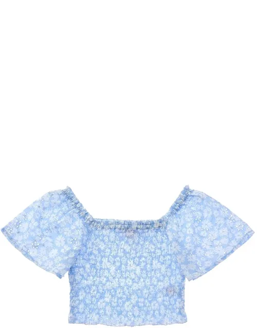 Top With Ruffle Trim And Smocked Back
