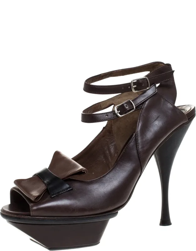 Leather Ankle Strap Platform Sandals