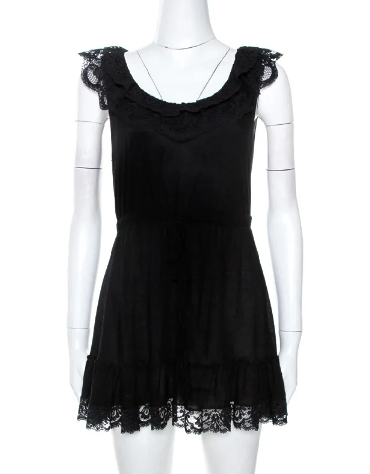 Knit Lace Trim Detail Mini Dress