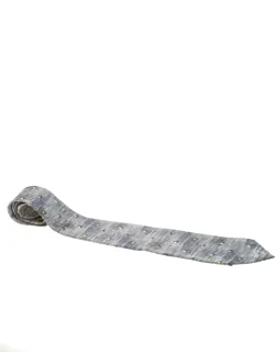 Vintage Grey Cube Print Silk Tie