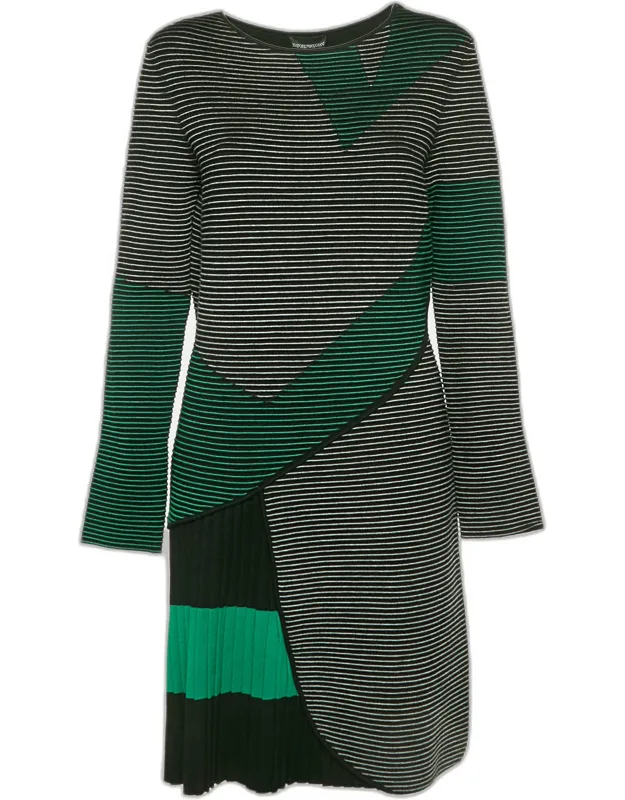 Stretch Knit Pleated Dress