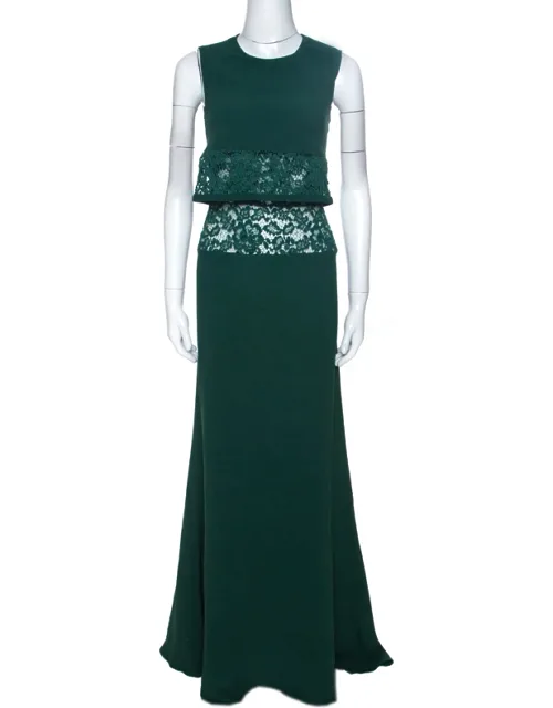 Crepe Lace Insert Sleeveless Maxi Dress