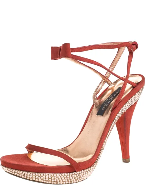 Crystal Embellished Ankle Strap Platform Sandals