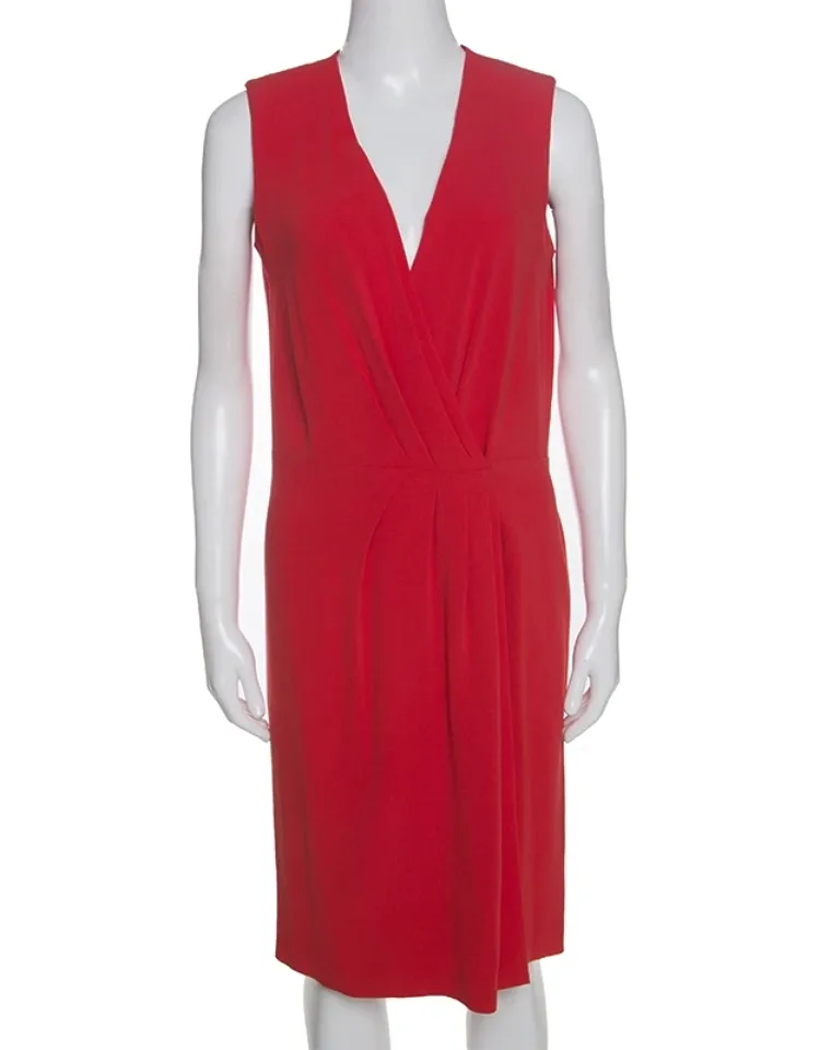 Crepe Pleat Detail Wrap Dress