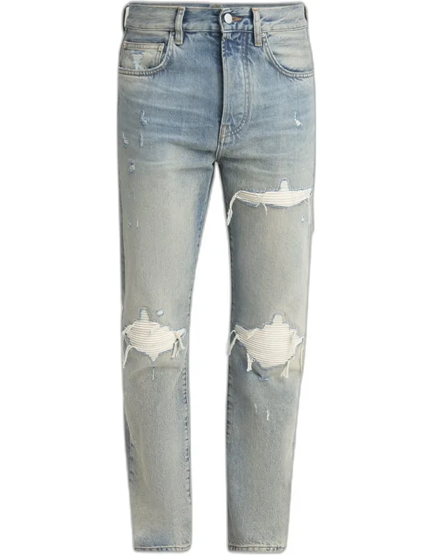 Mx1 Distressed Jeans With Pleated Suede