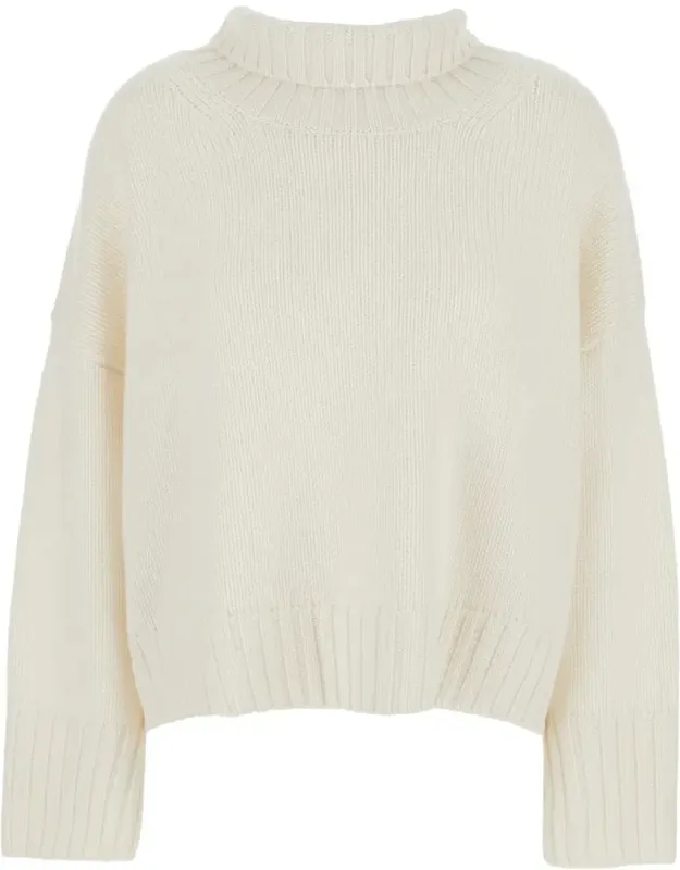 Turtleneck Sweater With Ribbed Trims In Cashmere
