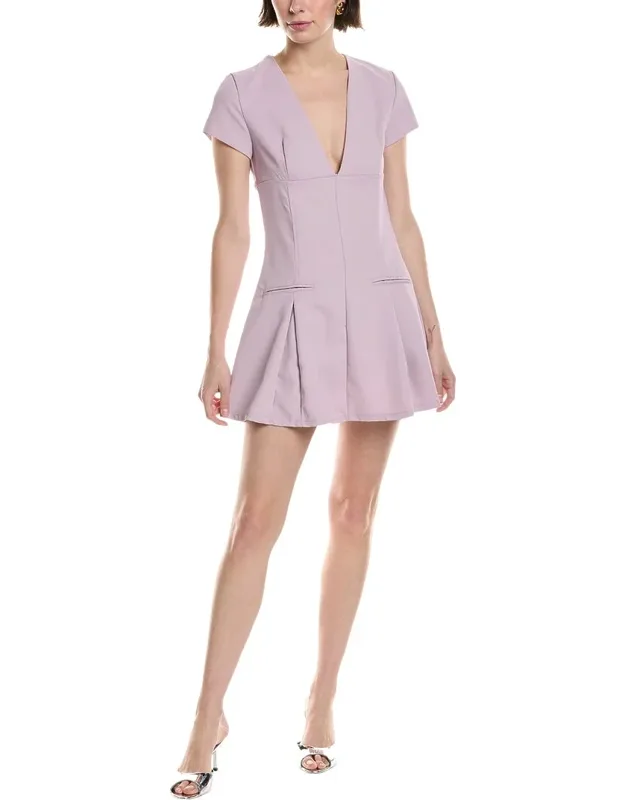 Mini Dress With V-neck And Pleated Skirt