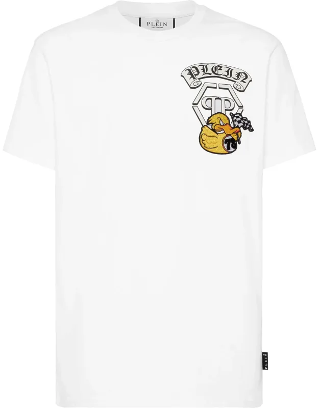 T-shirt Round Neck Ss Duck With Pattern Print And Embroidered Patch