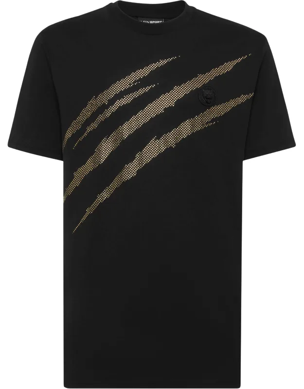 Cotton T-shirt Round Neck Ss With Laminated Prints And Fit - Loose