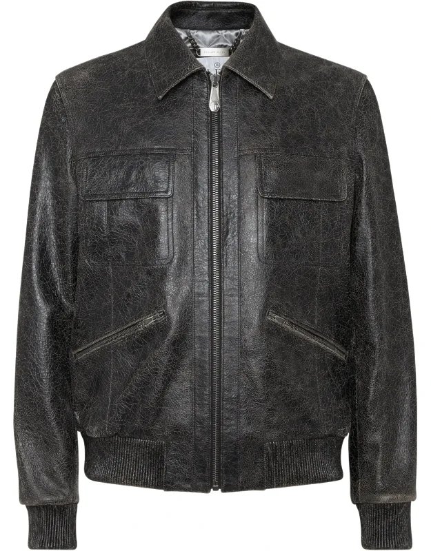 Leather Coster Bomber Jacket