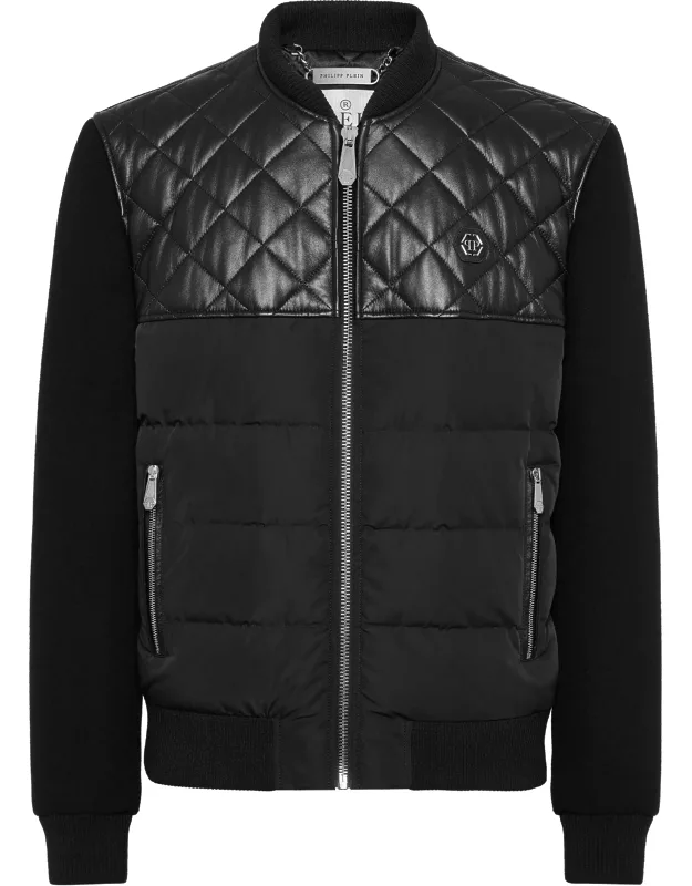 Puffer Leather Bomber Jacket