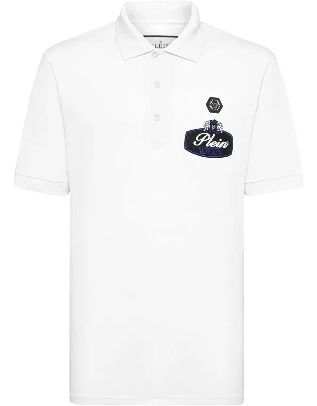 Pique Polo Shirt Ss Slim Fit With Embroidered Patch And Jacquarded Lettering