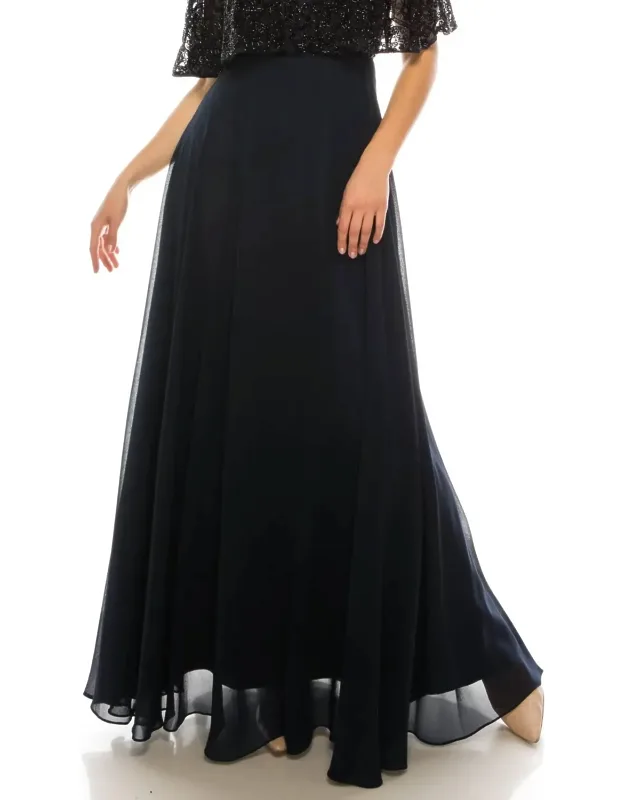 Beaded Cape A-line Evening Dress