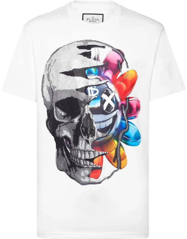 T-shirt Round Neck Ss With Pattern Printed Front And Rib Knit Neckline