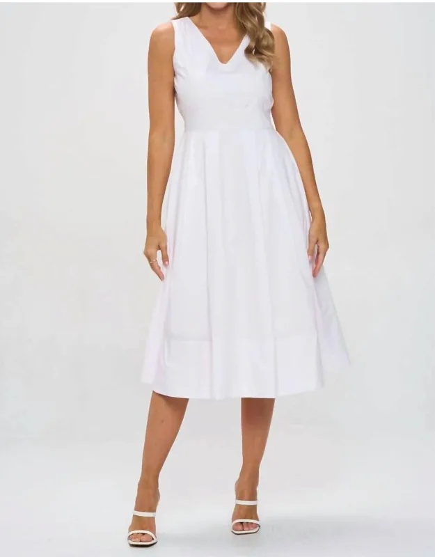 V Neck Midi Dress With Pockets
