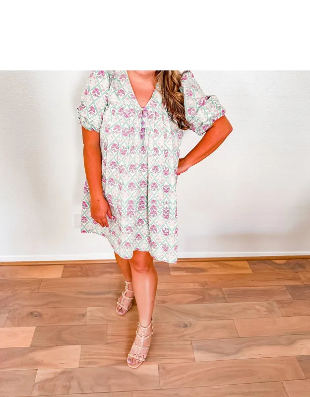 Floral V Neck Dress