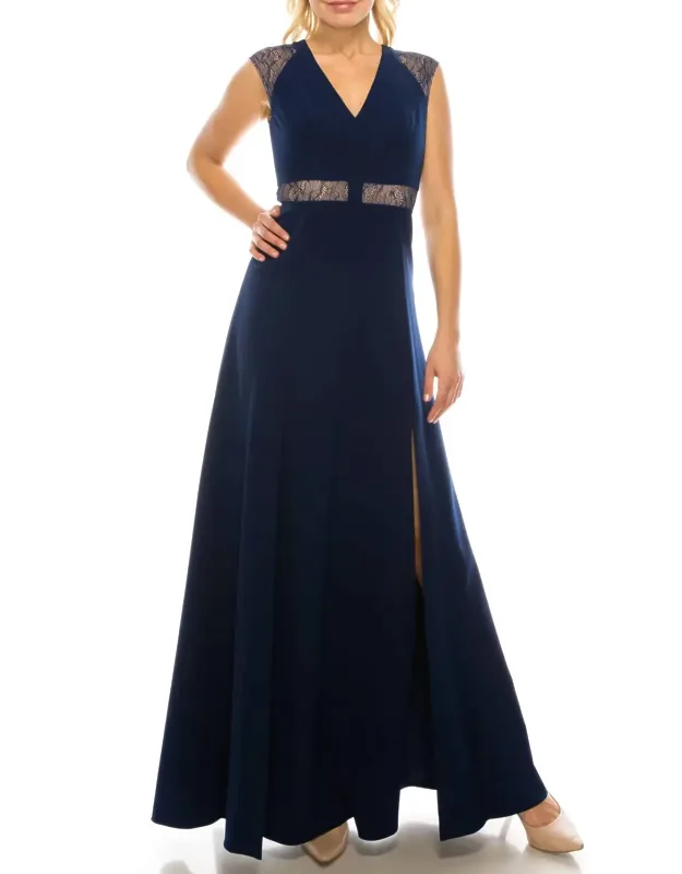 Sleeveless Lace Detail Evening Dress