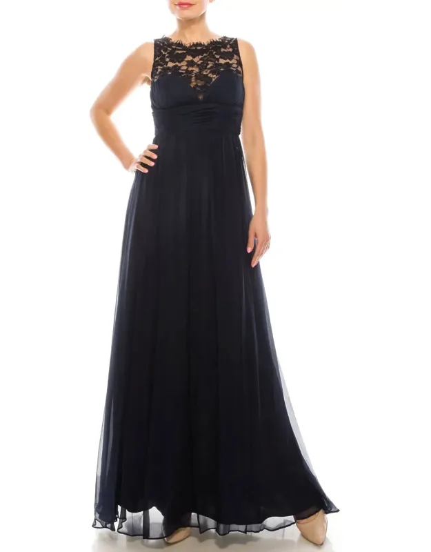 Floral Lace Neck A-line Formal Dress