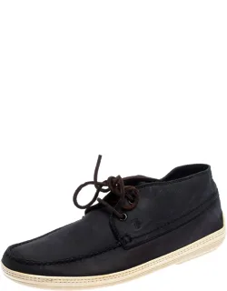 Nubuck Leather Lace High Top Sneakers