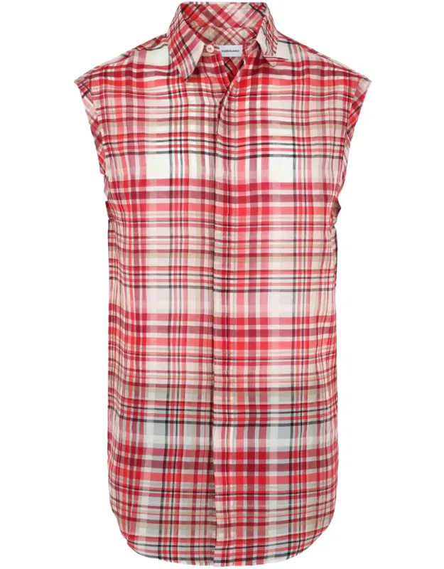 Plaid Print Sleeveless Top