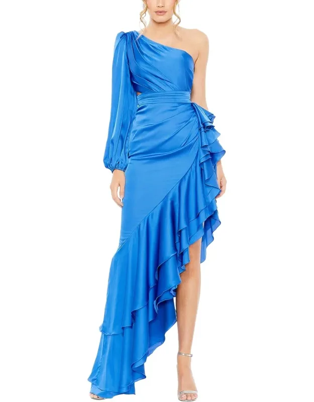 Asymmetrical Ruffled Column Dress