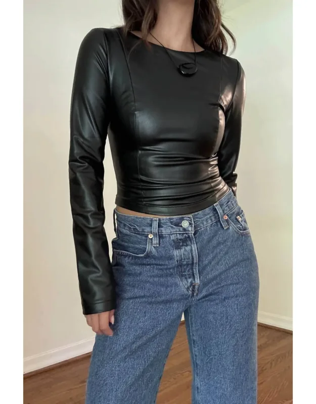 Faux Leather Top