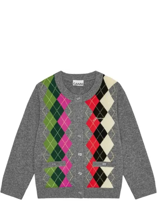 Sweater With Front Button Fastening And Two Front Jetted Pockets