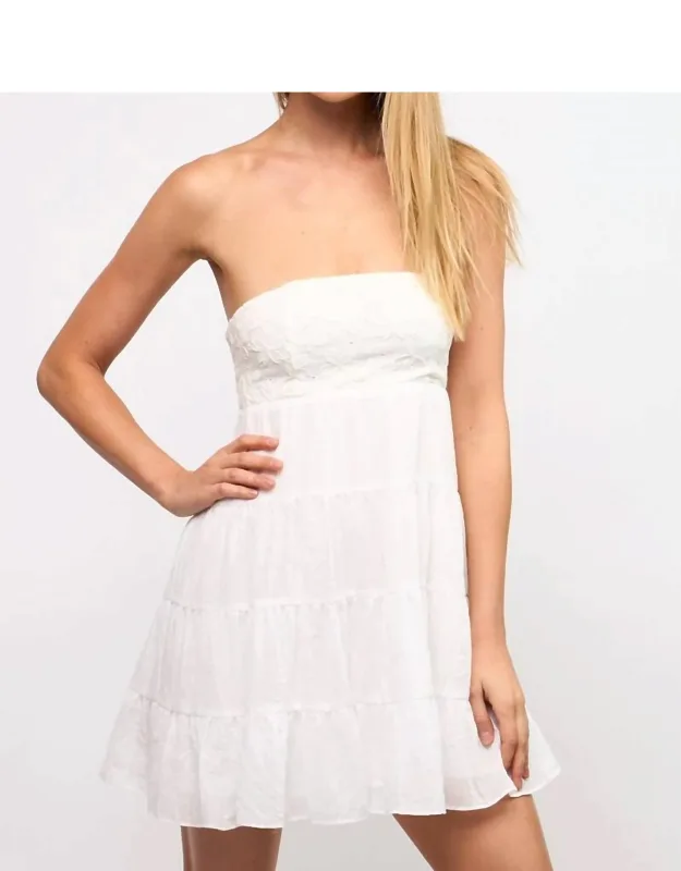 Strapless Eyelet Tiered Dress