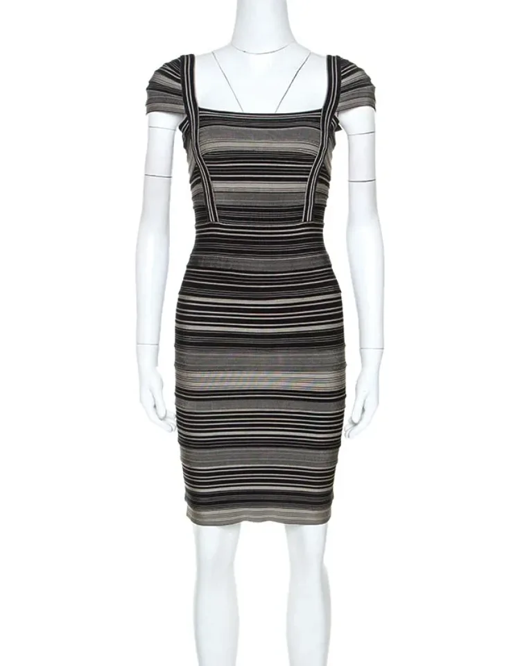 Bicolor Striped Bandage Dress