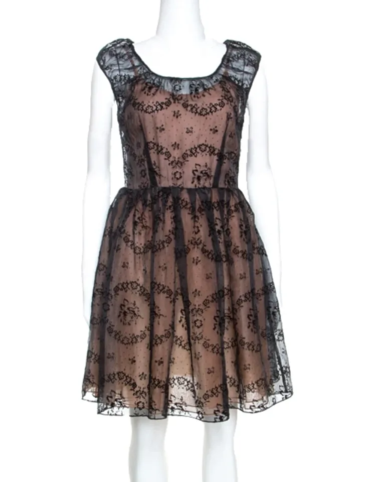 Floral Burnout Organza Short Dress