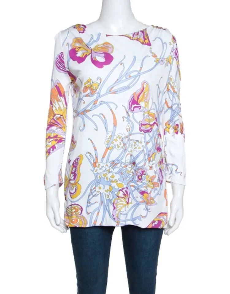 Butterfly Print Knit Tunic Top