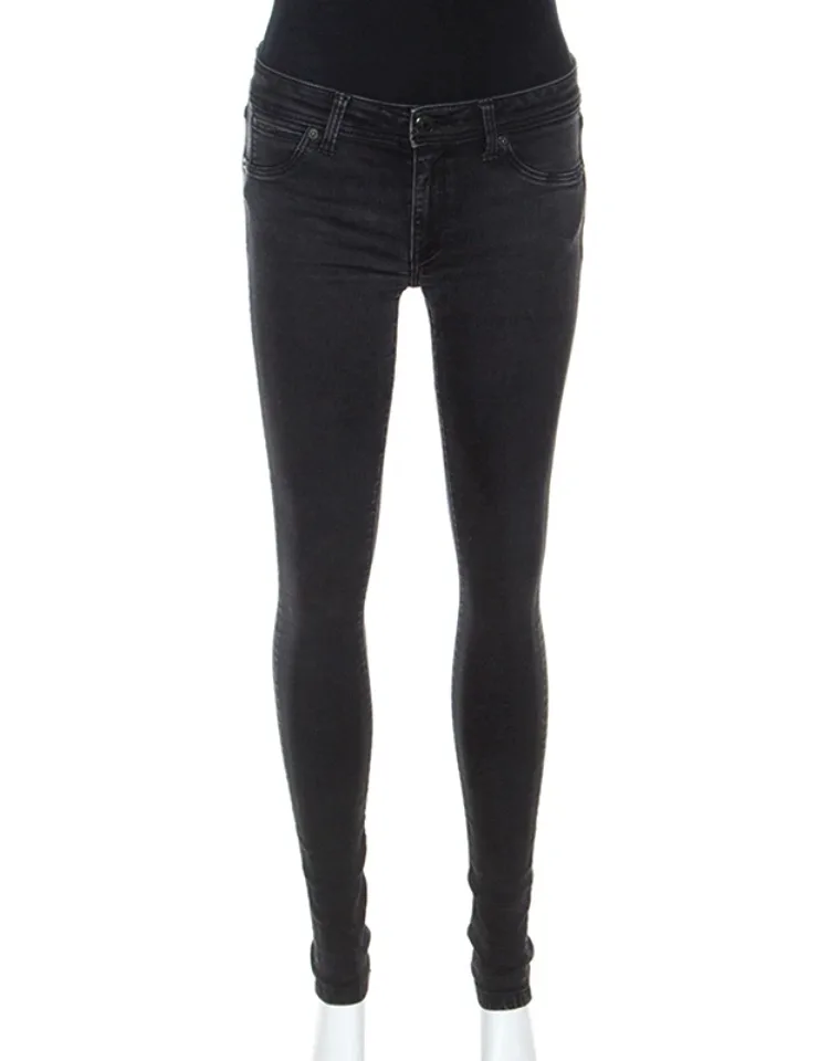 Dark Grey Denim Skinny Low Rise Jeans